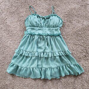 Wild Fable Ruffle Heart Teal Mini Dress